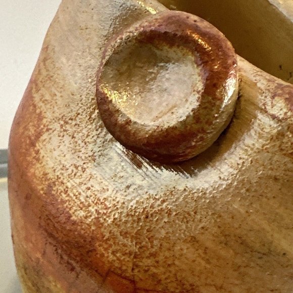 Raku Stoneware Pottery Pot Vase Signed Teri ? Orange/Copper Lava Type Glaze 3.7” - Picture 7 of 15